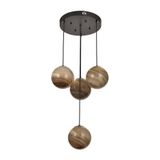 Avizemoda Galaksi 4 lü Toprak Desen Camlı Salon Oturma Odası Modern Sarkıt Avize - (Siyah Kasa)