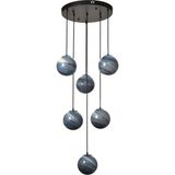 Avizemoda Galaksi 6 lı Gökyüzü Desen Camlı Salon Oturma Odası Modern Sarkıt Avize - (Siyah Kasa)