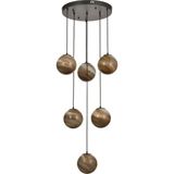 Avizemoda Galaksi 6 lı Toprak Desen Camlı Salon Oturma Odası Modern Sarkıt Avize - (Siyah Kasa)