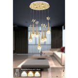 Avizemoda Lale 7'li Power Ledli Kumandalı Modern Lüks Sarkıt Avize, 3 Renk: Sarı-beyaz-gün Işığı - Gold