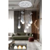Avizemoda Lale 7'li Power Ledli Kumandalı Modern Lüks Sarkıt Avize, 3 Renk: Sarı-beyaz-gün Işığı - Krom