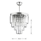 Avizemoda Linsa 35 Cm'Lik Kristal Cam Taşlı Lüks Avize - (Gümüş Yaldız)