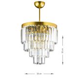 Avizemoda Linsa 35 Cm'Lik Kristal Cam Taşlı Lüks Avize - (Sarı Yaldız)