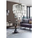 Avizemoda Linsa 45 Cm'Lik Kristal Cam Taşlı Lüks Avize - (Gümüş Yaldız)