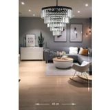 Avizemoda Linsa 45 Cm'Lik Kristal Cam Taşlı Lüks Avize - (Mat Siyah)