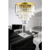 Avizemoda Linsa 45 Cm'Lik Kristal Cam Taşlı Lüks Avize - (Sarı Yaldız)