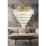 Avizemoda Linsa 55 Cm'Lik Kristal Cam Taşlı Lüks Avize - (Eskitme Renk)