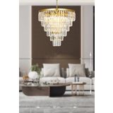 Avizemoda Linsa 55 Cm'Lik Kristal Cam Taşlı Lüks Avize - (Sarı Yaldız)