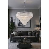 Avizemoda Linsa 65 Cm'lik Kristal Cam Taşlı Lüks Avize - (Gümüş Yaldız) - 8