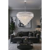 Avizemoda Linsa 65 Cm'lik Kristal Cam Taşlı Lüks Avize - (Gümüş Yaldız)
