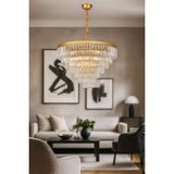 Avizemoda Linsa 65 Cm'lik Kristal Cam Taşlı Lüks Avize - (Sarı Yaldız) - 8