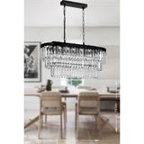 Avizemoda Linsa 70x30 Cm'lik Kristal Cam Taşlı Yemek Masası Üstü Lüks Avize - (mat Siyah) - 6