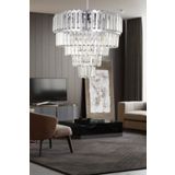 Avizemoda Lora 45 Cm'Lik Kristal Cam Taşlı Lüks Avize - (Gümüş Yaldız)