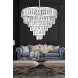 Avizemoda Lora 55 Cm'Lik Kristal Cam Taşlı Lüks Avize - (Gümüş Yaldız)