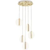 Avizemoda Lovena 5'Li Ledli Dim. Kumandalı Modern Lüks Sarkıt Avize (3 Renk Led; Sarı-Beyaz-Gün ışığı) - GOLD