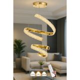 Avizemoda Milly 50+30 cm Dimmer Kumandalı 3 Renk Ledli (Sarı-Beyaz-Gün Işığı) Modern Akrilik Avize -Gold - 2