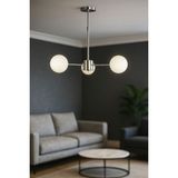 Avizemoda Miya 3 lü Beyaz Camlı Salon Oturma Odası Modern Sarkıt Avize - (Krom Kaplama)