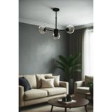Avizemoda Miya 3 lü Şeffaf Camlı Salon Oturma Odası Modern Sarkıt Avize - (Siyah)