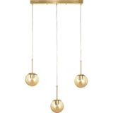 Avizemoda Miya 3 lü Yemek Masası Üstü Bal Camlı Modern Sarkıt Avize - (Gold Kaplama)