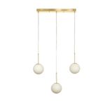 Avizemoda Miya 3 lü Yemek Masası Üstü Beyaz Camlı Modern Sarkıt Avize - (Gold Kaplama)