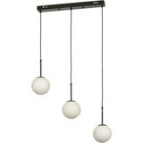 Avizemoda Miya 3 lü Yemek Masası Üstü Beyaz Camlı Modern Sarkıt Avize - (Siyah)