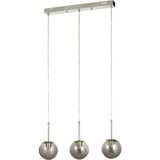 Avizemoda Miya 3 lü Yemek Masası Üstü Füme Camlı Modern Sarkıt Avize - (Krom Kaplama)