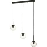 Avizemoda Miya 3 lü Yemek Masası Üstü Şeffaf Camlı Modern Sarkıt Avize - (Siyah)
