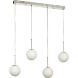 Avizemoda Miya 4 lü Yemek Masası Üstü Beyaz Camlı Modern Sarkıt Avize - (Krom Kaplama)
