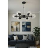 Avizemoda Miya 6 lı Şeffaf Camlı Salon Oturma Odası Modern Sarkıt Avize - (Siyah)