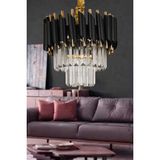 Avizemoda Palmira 30'luk Kristal Taşlı Lüks Avize - (siyah-gold) - Siyah - Gold