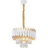 Avizemoda Palmira 35 lik Prizma Kesim Kristal Taşlı Lüks Salon Avize - (Beyaz Gold)