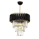 Avizemoda Palmira 35'Lik Kristal Taşlı Lüks Avize - (Siyah-Gold)