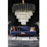 Avizemoda Palmira 50'Lik Kristal Taşlı Lüks Avize - (Siyah-Gold)