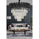Avizemoda Palmira 50'lik Kristal Taşlı Lüks Avize - (siyah-krom) - Siyah - Krom