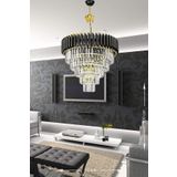 Avizemoda Palmira 55 Cm'lik Kristal Taşlı Lüks Avize 5'li - (Siyah-Gold)