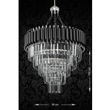 Avizemoda Palmira 55 Cm'lik Kristal Taşlı Lüks Avize 5'li - (Siyah-Krom)