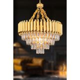 Avizemoda Palmira 55'lik Prizma Kesim Kristal Taşlı Lüks Avize - (sarı-yaldız) - Sarı Yaldız