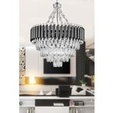 Avizemoda Palmira 55'Lik Prizma Kesim Kristal Taşlı Lüks Avize - (Siyah-Krom)