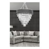 Avizemoda Palmira 60 Cm'lik Kristal Taşlı Lüks Avize 6'lı - (Siyah-Krom)
