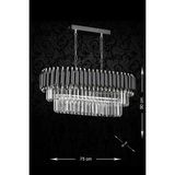 Avizemoda Palmira 75x35 Cm Kristal Taşlı Lüks Yemek Masası Üstü Avize 6'lı - (SİYAH-KROM) - Siyah