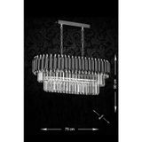 Avizemoda Palmira 75x35 Cm Kristal Taşlı Lüks Yemek Masası Üstü Avize 6'lı - (Siyah-Krom)