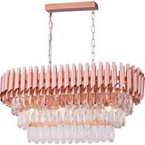Avizemoda Palmira 75x35 Cm'lik 3 Katlı Prizma Kesim Kristal Taşlı Lüks Avize 6'lı - (Rose Gold)