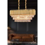 Avizemoda Palmira 75x35 Cm'lik 3 Katlı Prizma Kesim Kristal Taşlı Lüks Avize 6'lı - (sarı-yaldız) - Sarı Yaldız