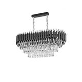 Avizemoda Palmira 75x35 Cm'lik 3 Katlı Prizma Kesim Kristal Taşlı Lüks Avize 6'lı - (Siyah-Krom)
