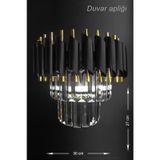 Avizemoda Palmira Kristal Taşlı Lüks APLİK - (Siyah-Gold)