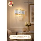 Avizemoda Palmira Prizma Kesim Kristal Taşlı PİLLİ KUMANDALI Lüks Aplik - ( Beyaz - Gold)