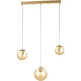 Avizemoda Pigaro 3 lü Yemek Masası Üstü Bal Renk Camlı Modern Sarkıt Avize - (Gold Kaplama)