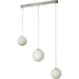 Avizemoda Pigaro 3 lü Yemek Masası Üstü Beyaz Renk Camlı Modern Sarkıt Avize - (Krom Kaplama)