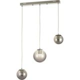 Avizemoda Pigaro 3 lü Yemek Masası Üstü Füme Renk Camlı Modern Sarkıt Avize - (Krom Kaplama)