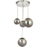 Avizemoda Pigaro 4 lü Füme Renk Camlı Salon Oturma Odası Modern Sarkıt Avize - (Krom Kaplama)